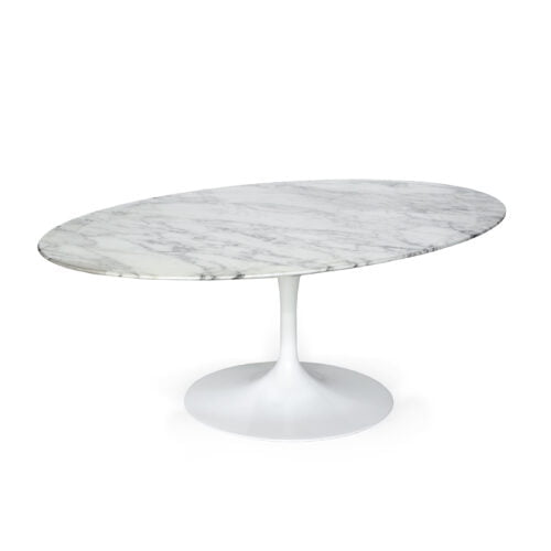 A white marble-design coffee table