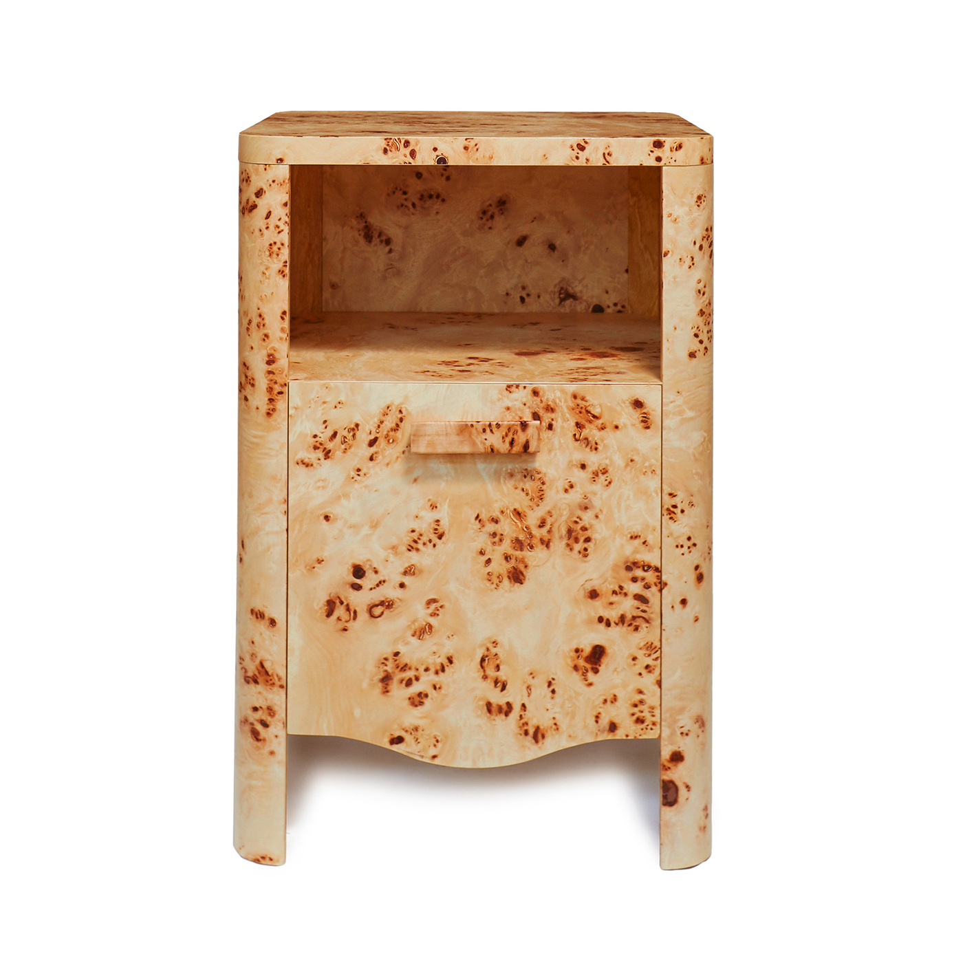 TROVE Holden Mini Bedside Front View StudioDuggan Honey Veneer Website