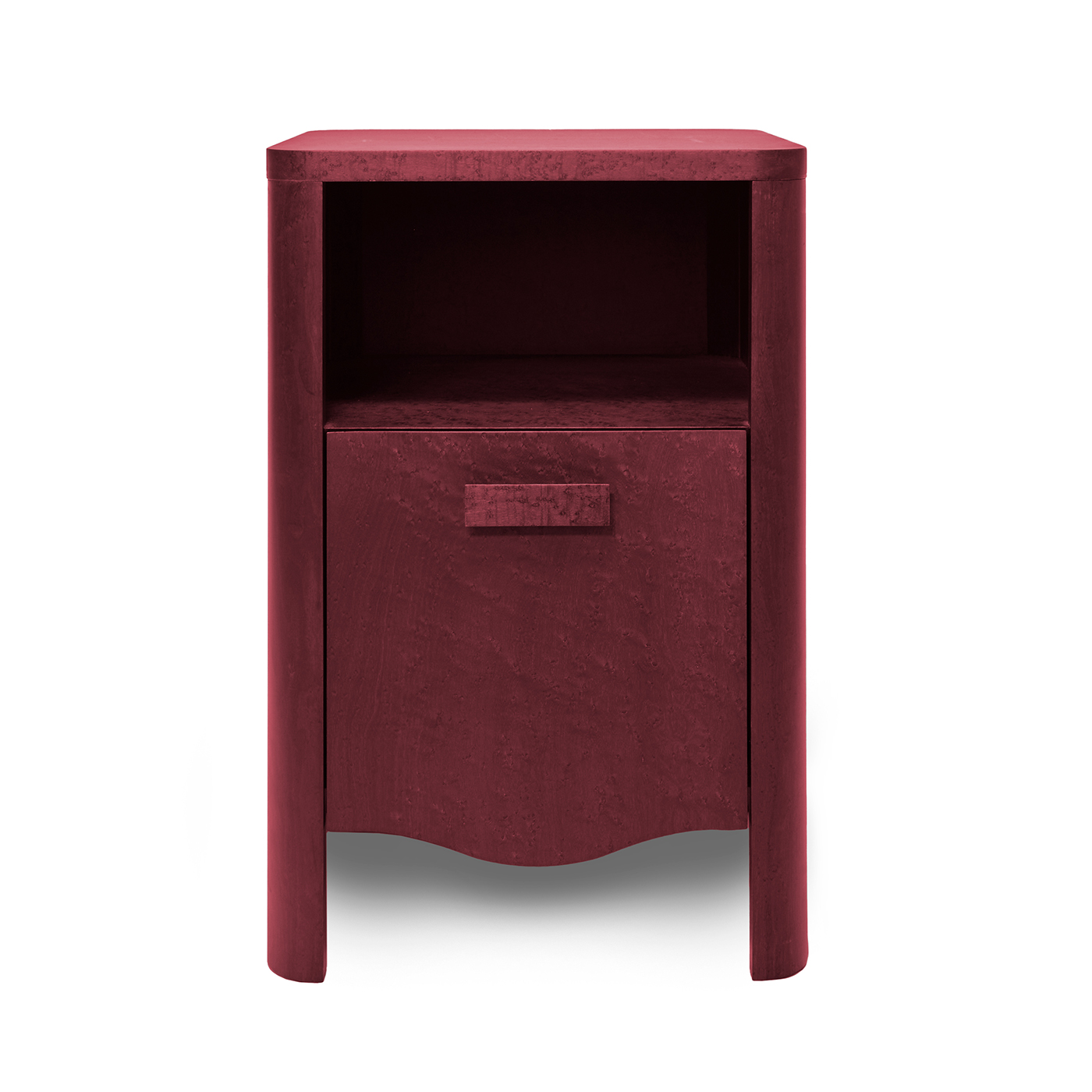 TROVE Holden Mini Bedside Birds Eye Maple Garnet Front StudioDuggan Website