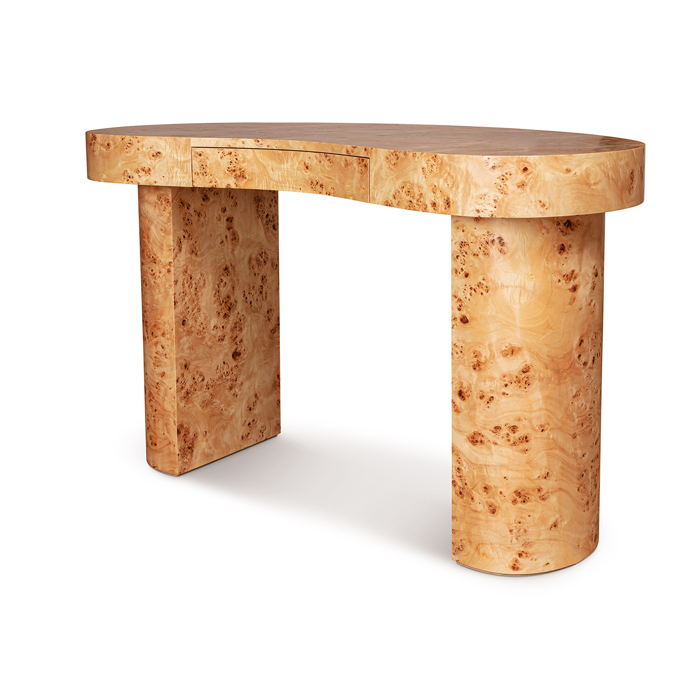 TROVE Holden Desk Mappa Burr Honey Veneer Side StudioDuggan Website